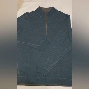 Tommy Bahama half zip dark aqua color